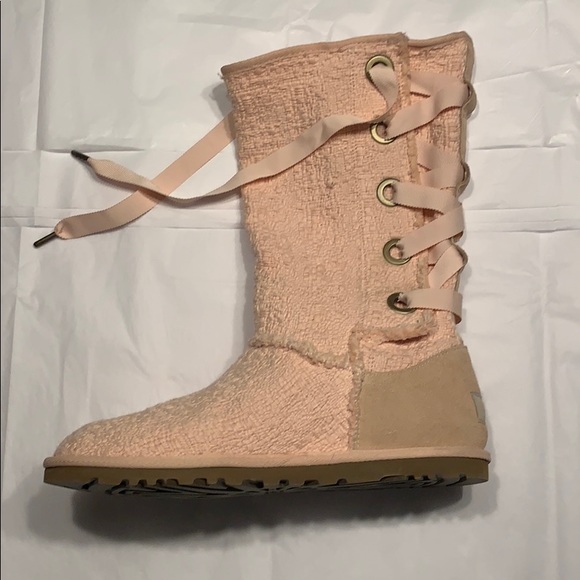 COPY - NEW Lace Up Pink Ugg Boots - Size 8 - Picture 2 of 8